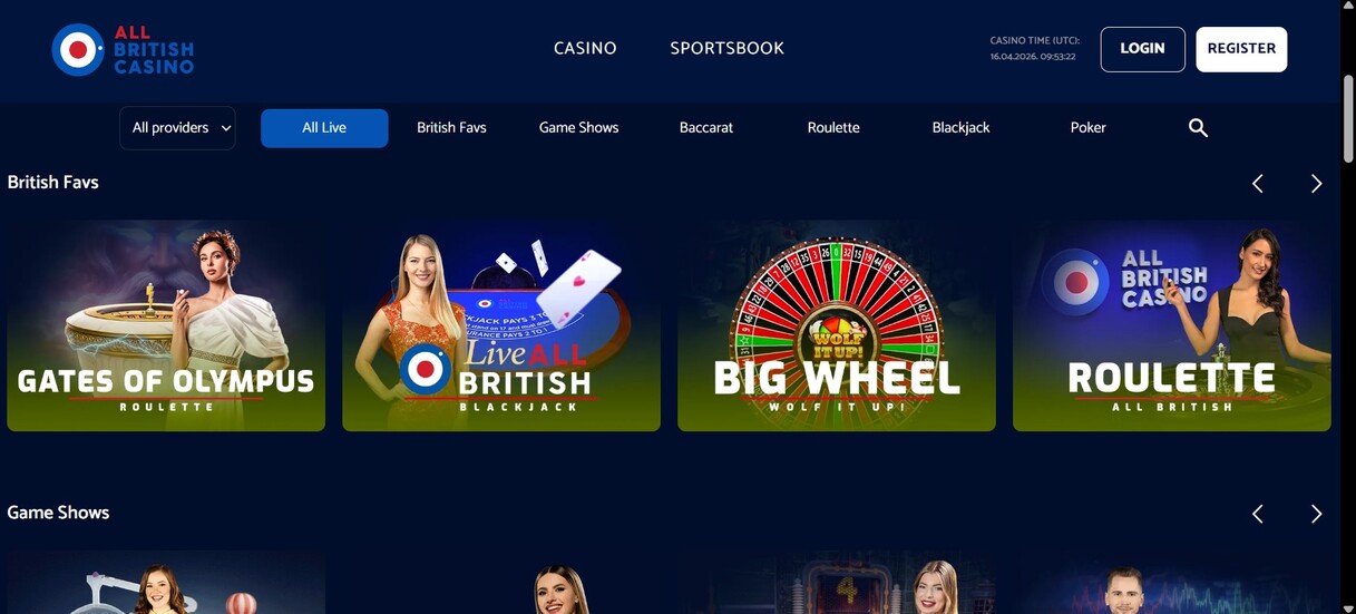 Allbritish Live Casino UK pc