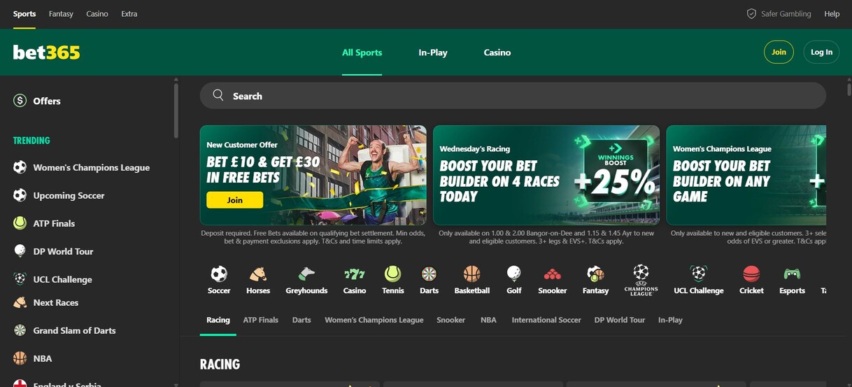 Bet365 Homepage UK Sports Betting