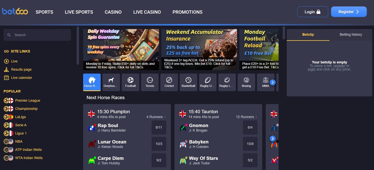 Bet600 Sports UK Homepage pc