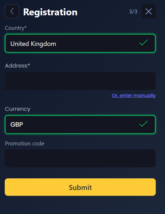 Betmaze Registration Step 5 UK