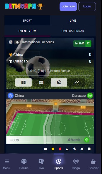 Betmorph Live betting Sportsbook UK