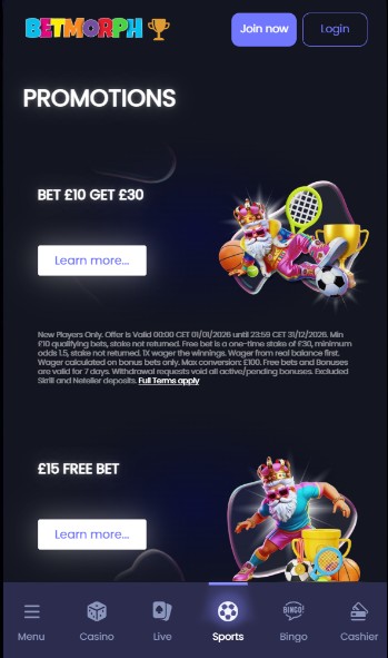 Betmorph Promotions Sportsbook UK