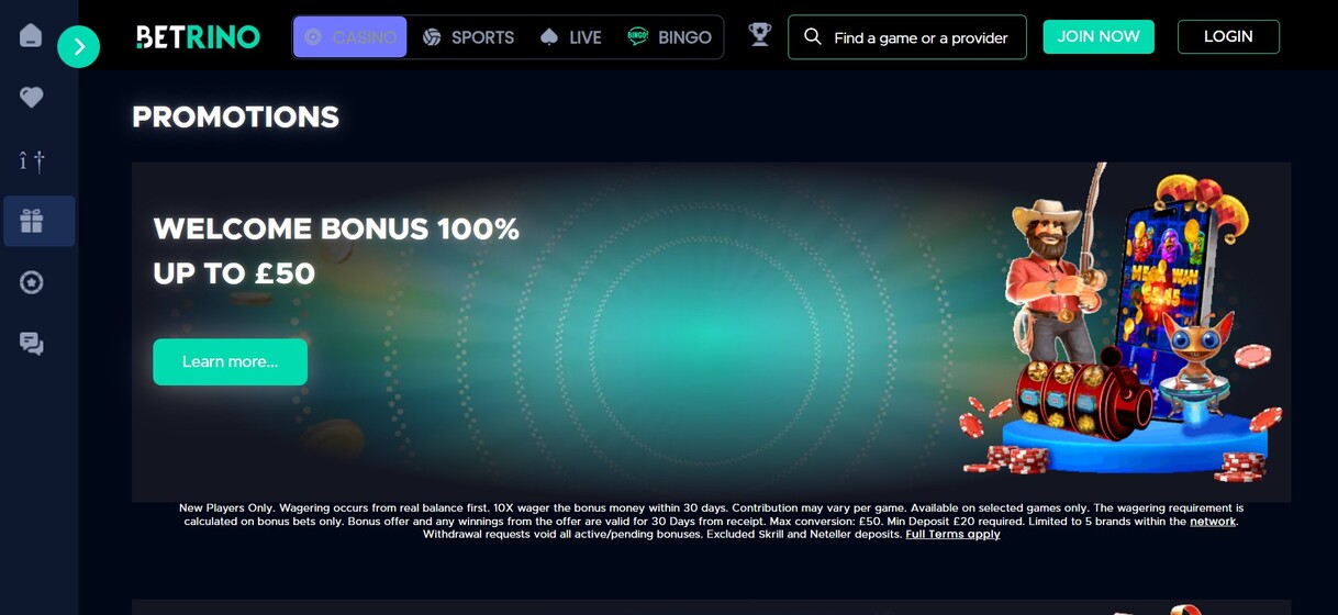 Betrino Casino Welcome Bonus UK