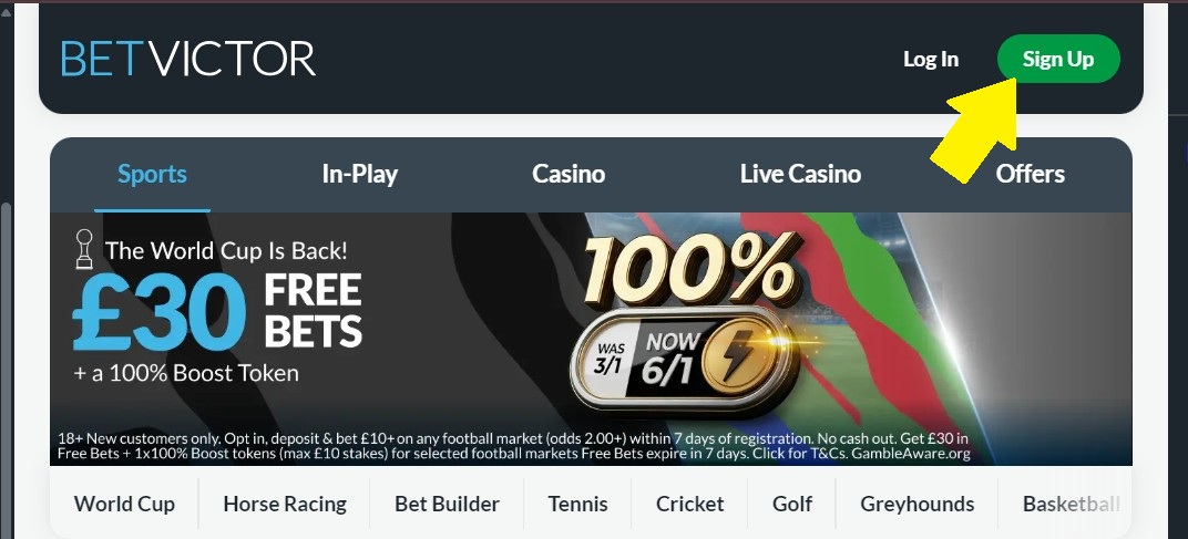 Betvictor buttom login