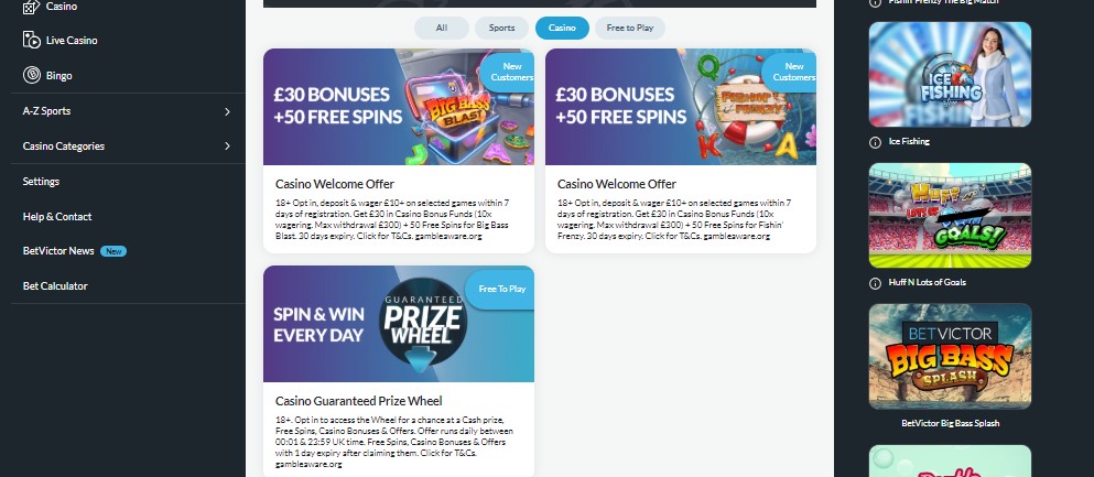 Betvictor Casino Bonuses Updated UK pc