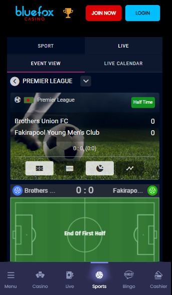 Bluefox UK Sportsbetting Live Betting