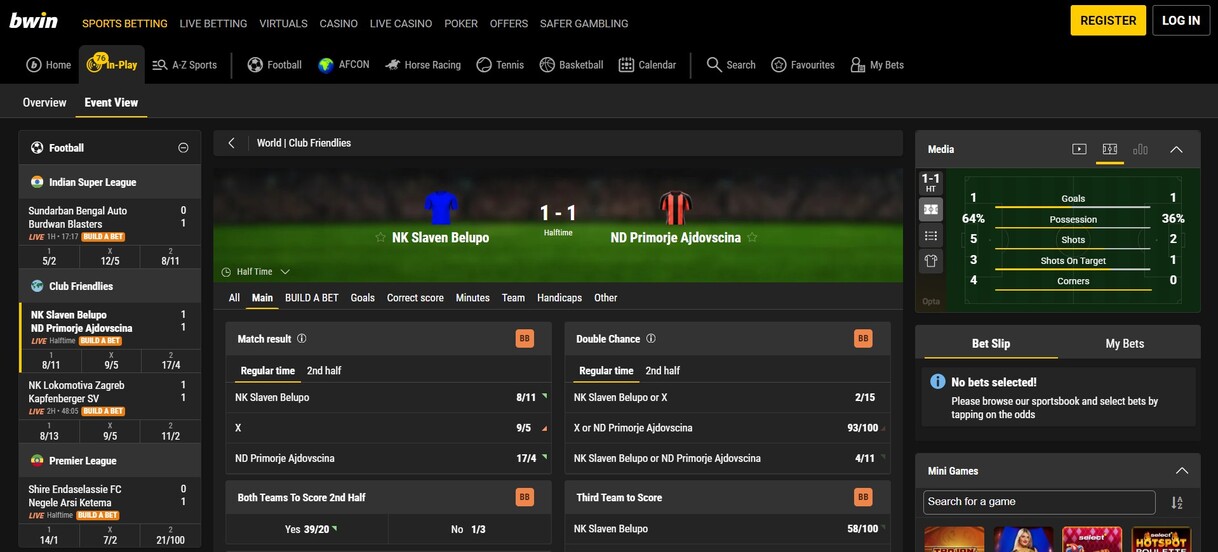 Bwin Sportsbook UK Live betting pc