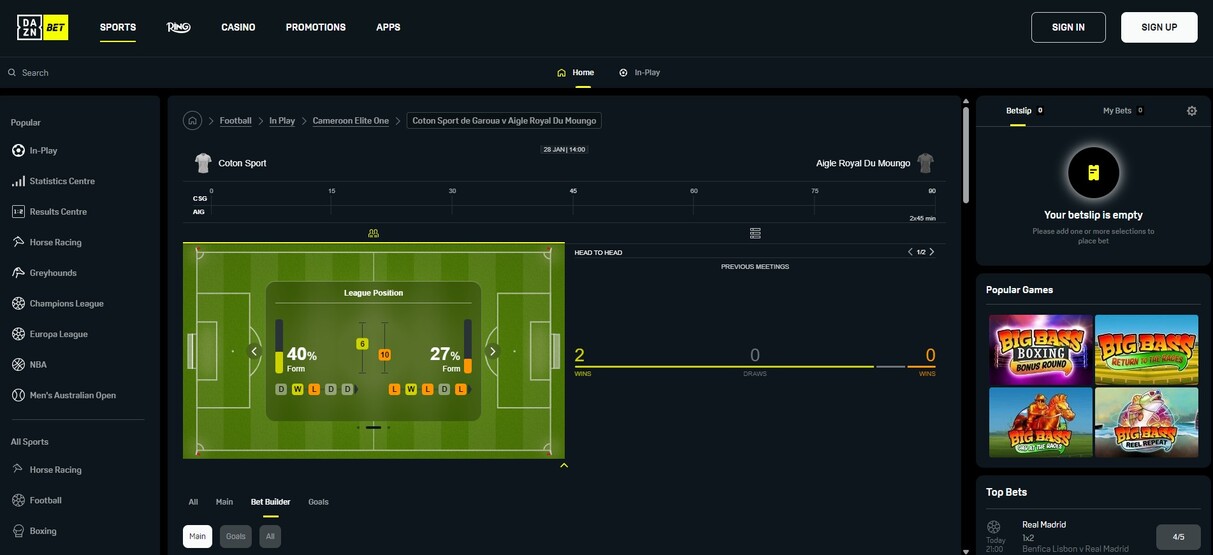 DAZN Bet Sports UK Live Betting pc