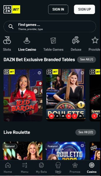 DAZNbet Casino UK Live Casino