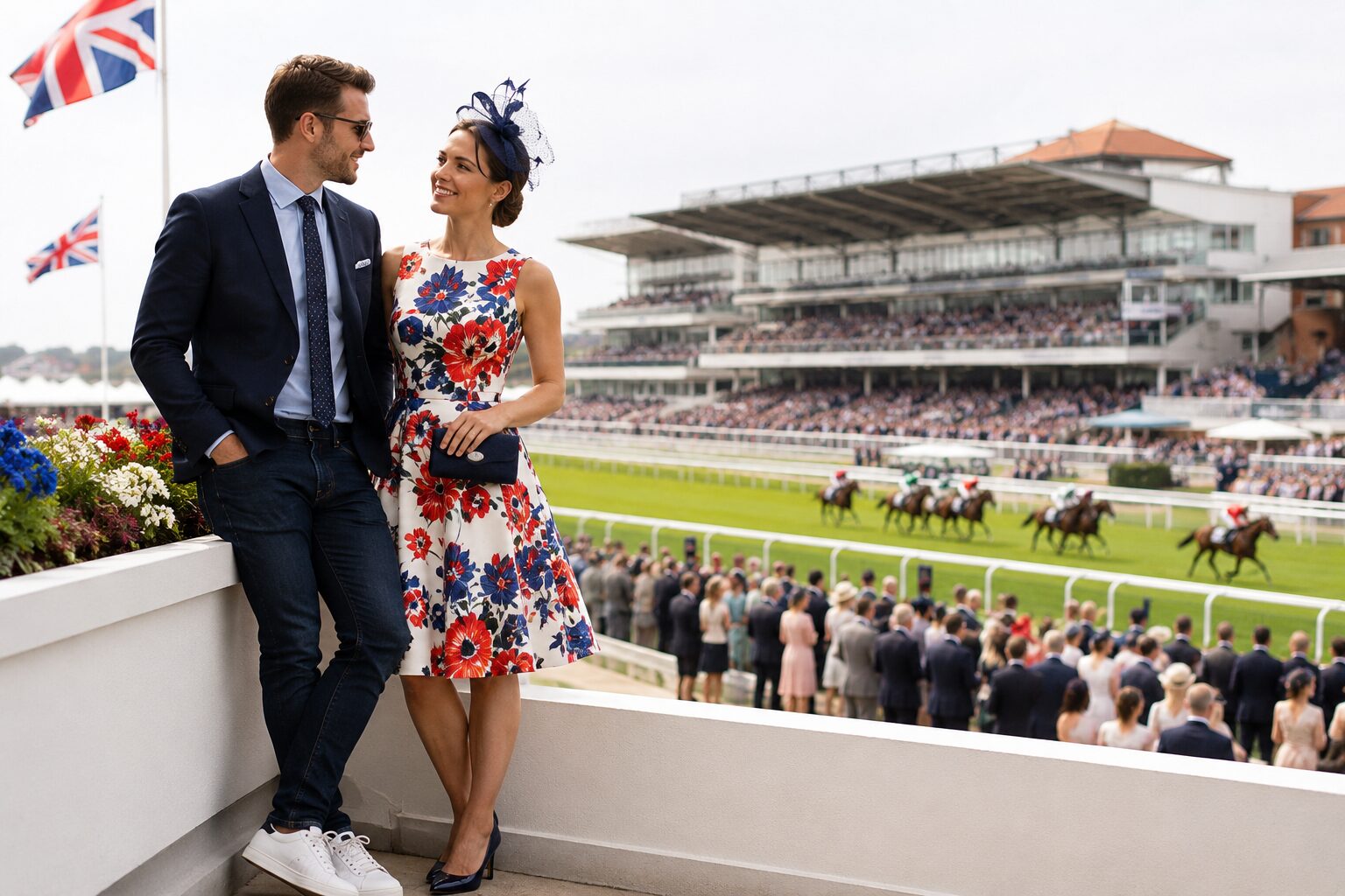 Couple dressed for the Ebor Festival at York Racecourse