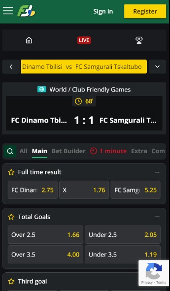 Fanteam Live betting Sportsbook UK mobile version