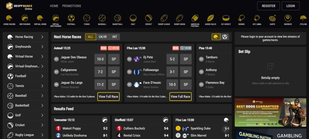 Geoffbanks Sportsbook UK Homepage pc