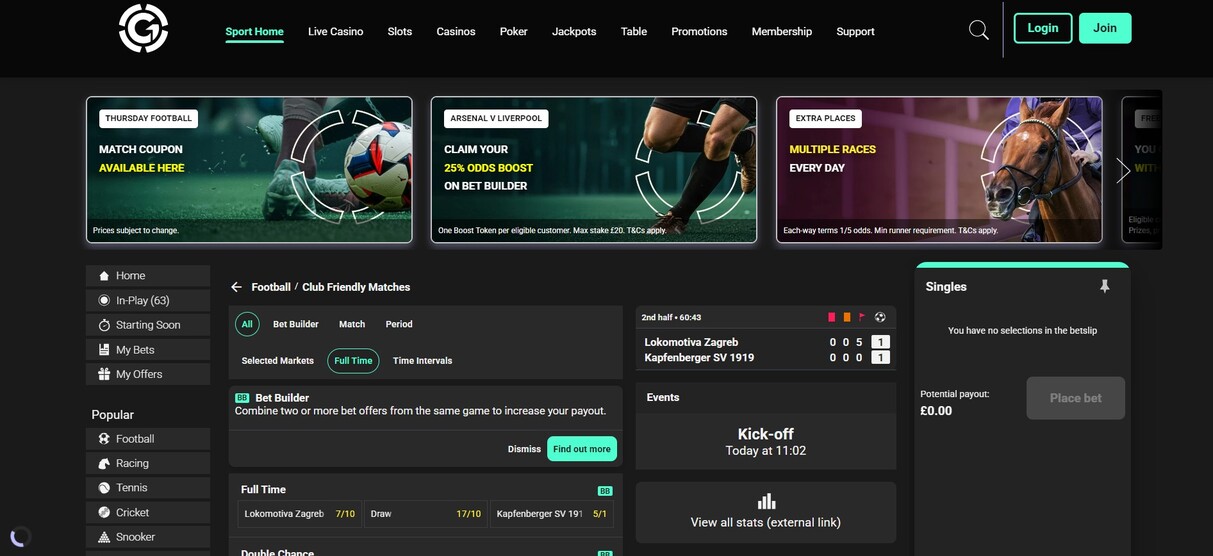 Grosvenor Sportsbook UK Live Betting pc