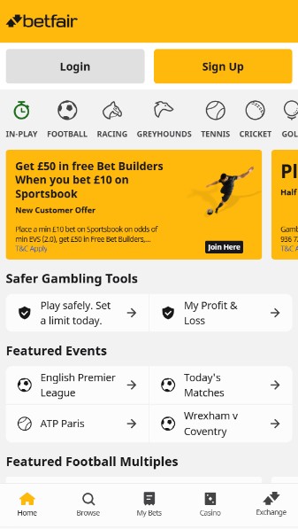 Homepage Betfair UK Sports