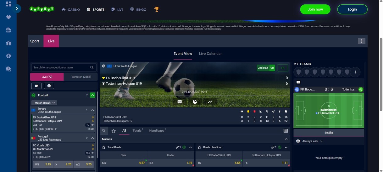 Jeffbet UK Sports Live Betting