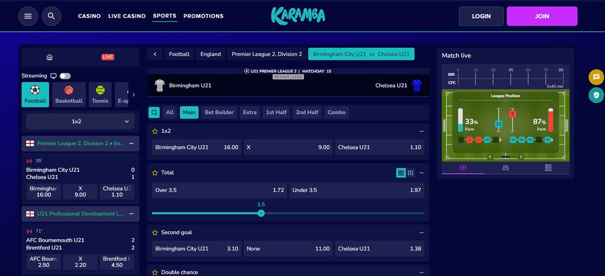 Karamba Sports UK Live betting pc