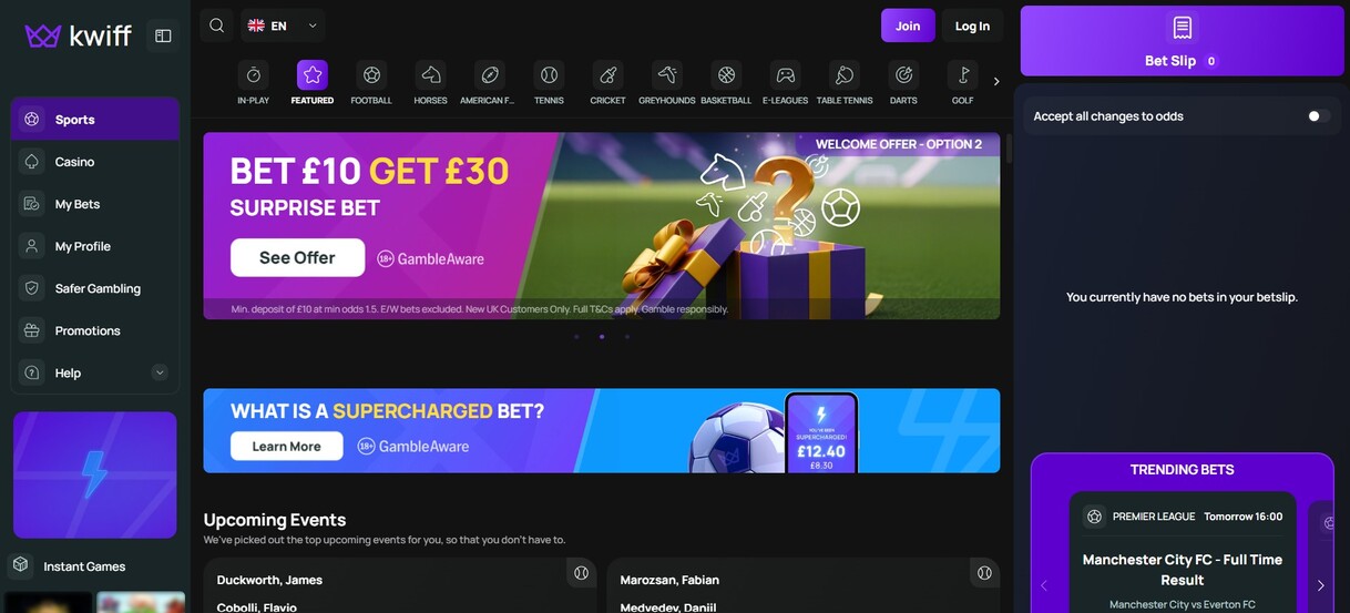 Kwiff UK Homepage
