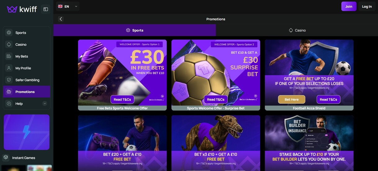 Kwiff UK Promotions Sport
