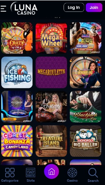 Luna Casino UK Live Casino mobile