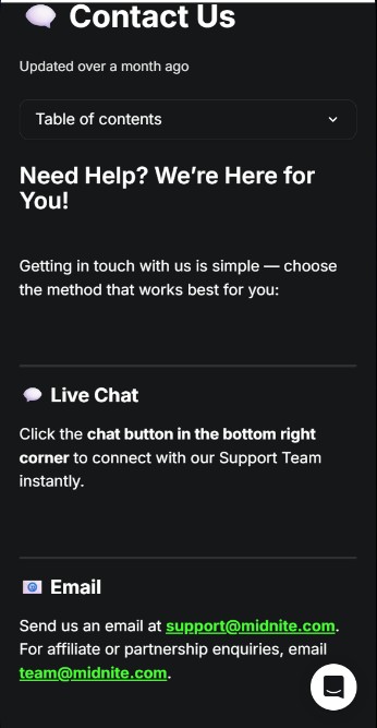 Midnite Casino Customer Support UK