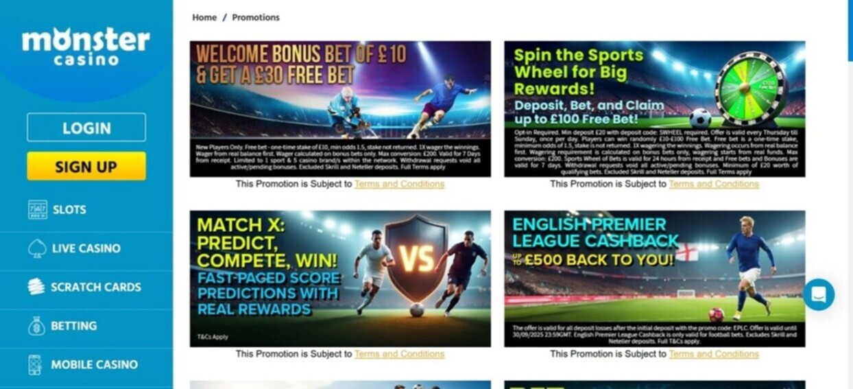 Monster Casino Uk Sports Promotions