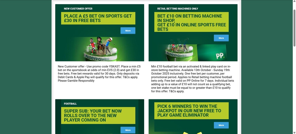 PaddyPower Promotions Sports UK