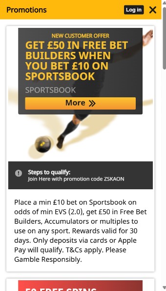 Promotions Betfair Sports UK