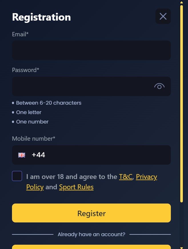 Registration Betmaze UK