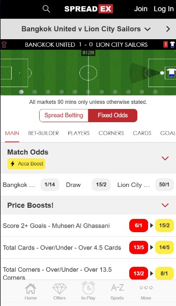 Spreadex Inplay Sportsbetting United Kingdom