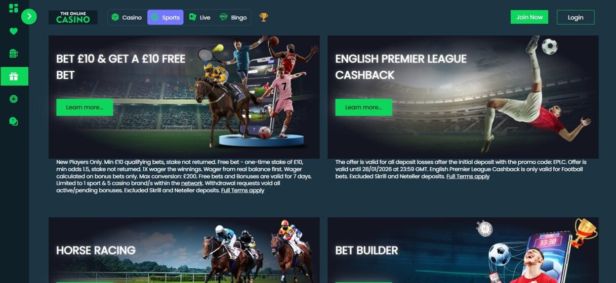 TheOnlineCasino UK Promotions Sports pc