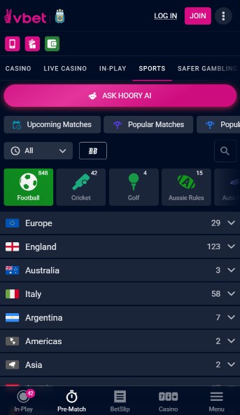 Vbet UK Sports Homepage