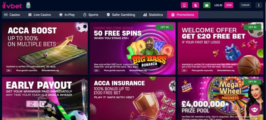 Vbet UK Sports Promotions pc