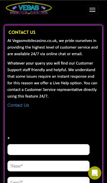 Vegas Mobile Casino UK Contact mobile
