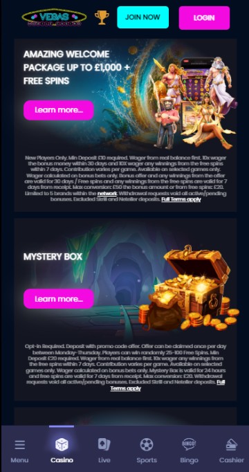 Vegas Mobile Casino UK Promotions