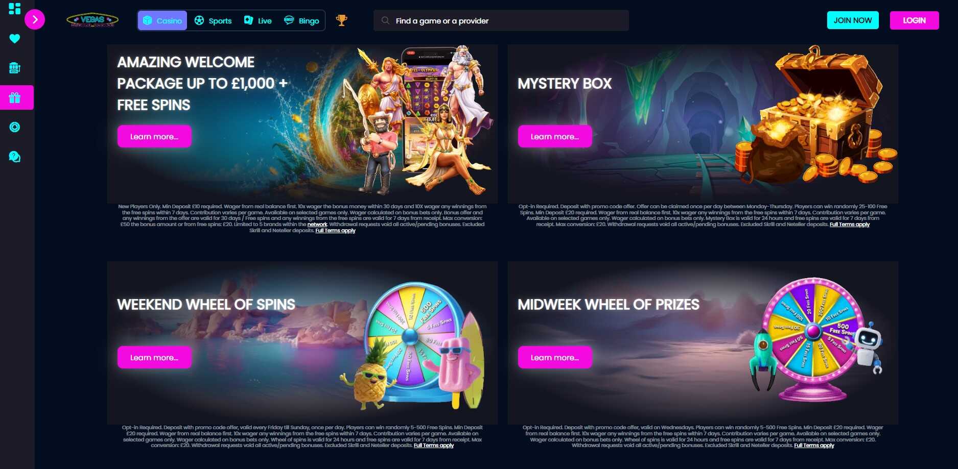 Vegas Mobile Casino UK Promotions pc