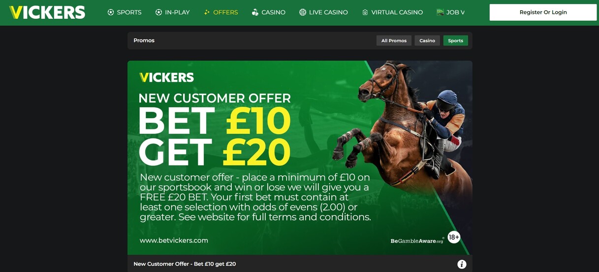 Vickers Sportsbook UK Promotions
